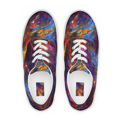 Women's Lace-Up Canvas Shoes - Auroral Ripples