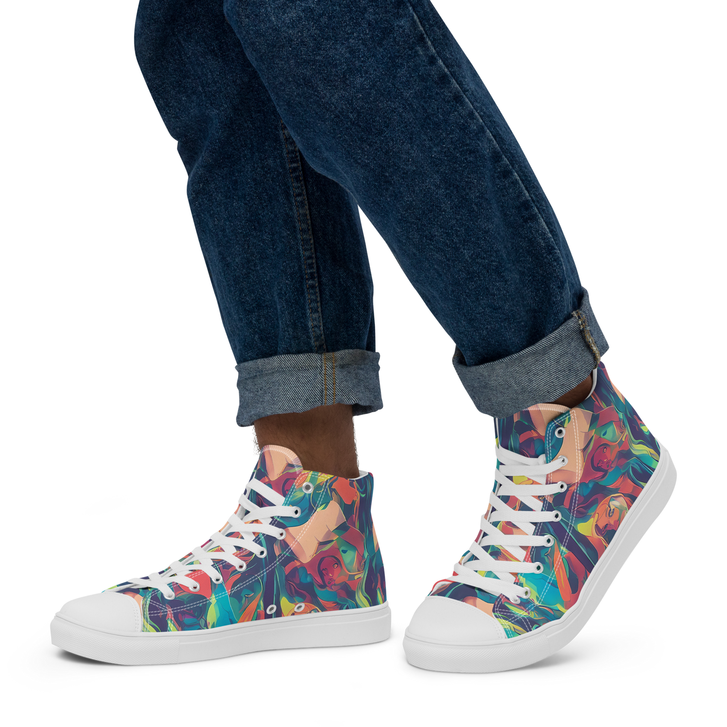 Men's High Top Canvas Shoes - Neon Aurora