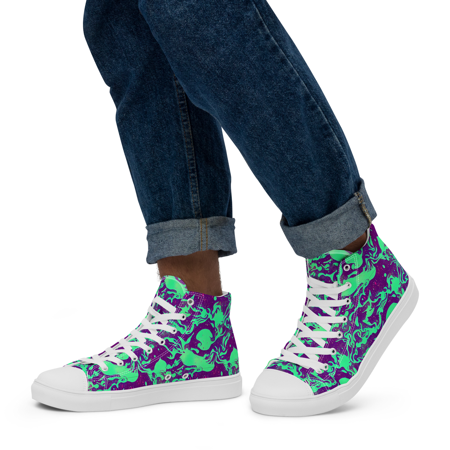 Men's High Top Canvas Shoes - Alien Ripples