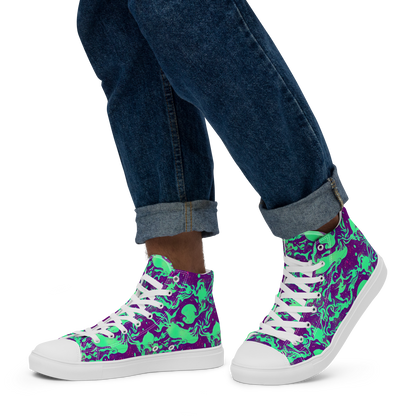 Men's High Top Canvas Shoes - Alien Ripples