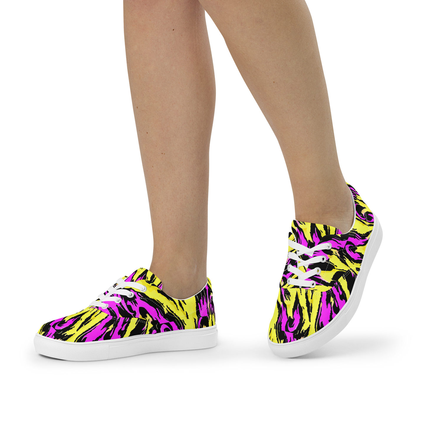 Women's Lace-Up Canvas Shoes - Neon Savanna