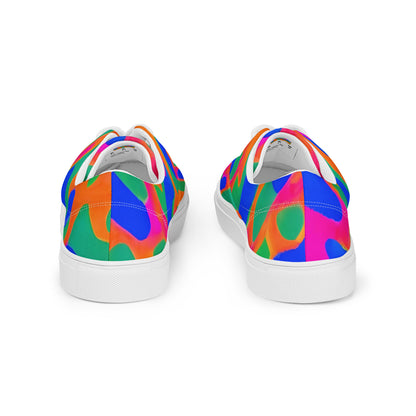 Women's Lace-Up Canvas Shoes - Fluorescent Camouflage