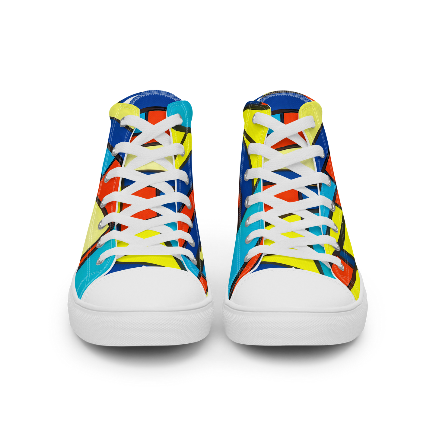 Men's High Top Canvas Shoes - Neon Fractals