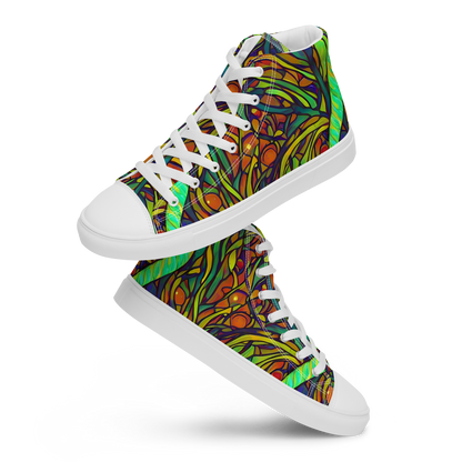 Men's High Top Canvas Shoes - Cosmic Garden