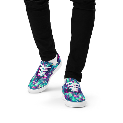 Men's Lace-Up Canvas Shoes - Synthwave Surge