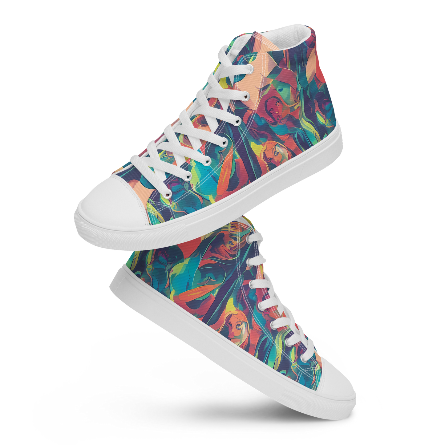 Men's High Top Canvas Shoes - Neon Aurora