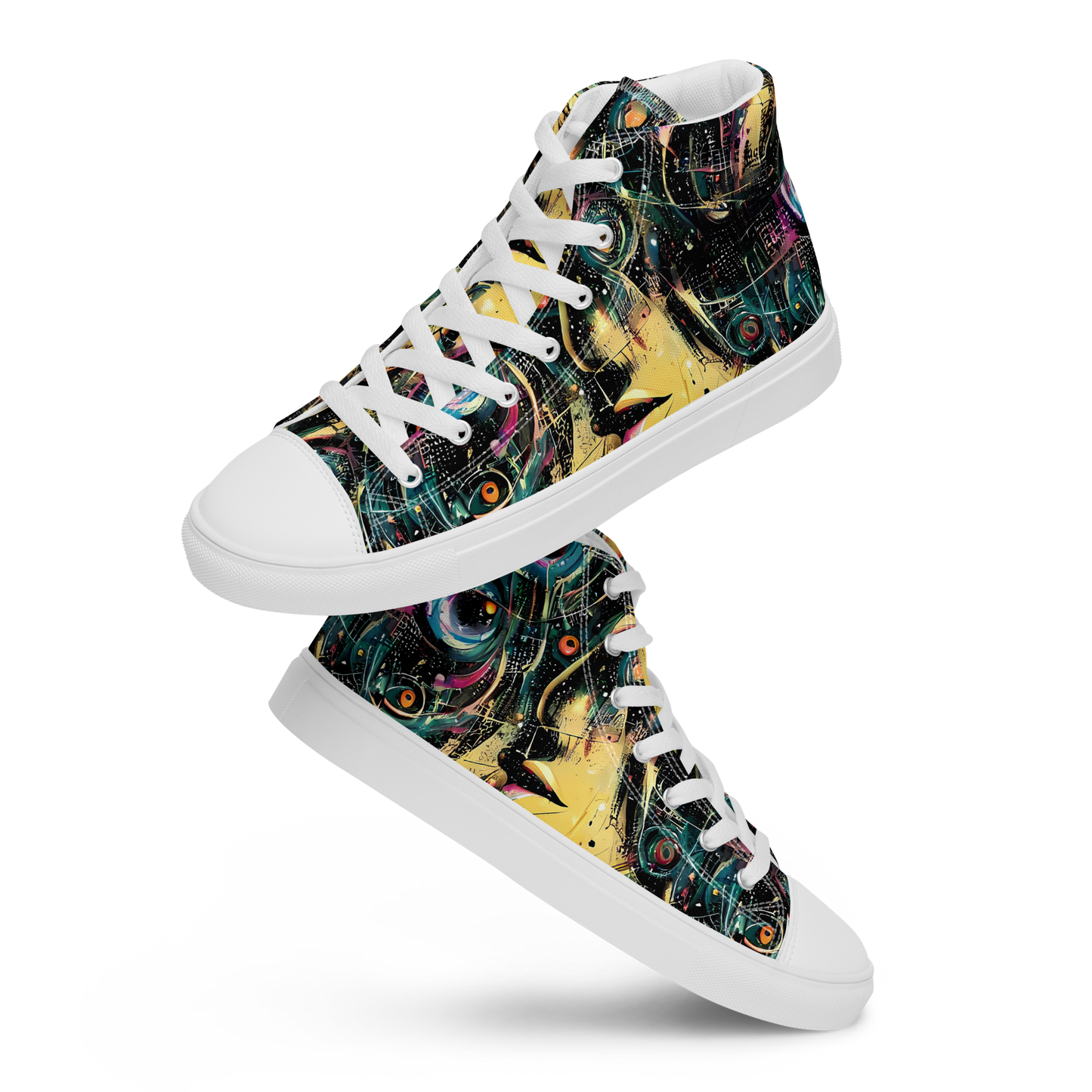 Women's High Top Canvas Shoes - Celestial Echoes