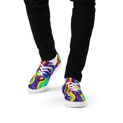 Men's Lace-Up Canvas Shoes - Galactic Flames