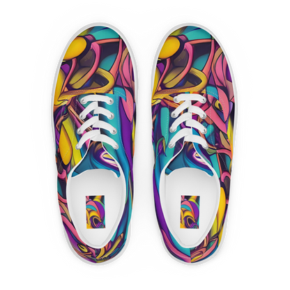 Women's Lace-Up Canvas Shoes - Pre-Raphaelite Wave