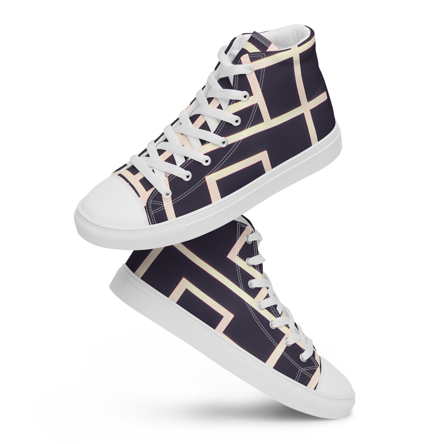 Men's High Top Canvas Shoes - Gilded Gridlock