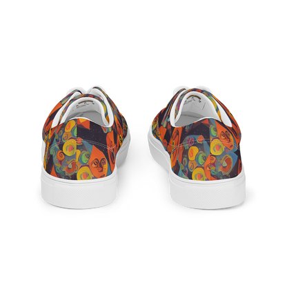 Women's Lace-Up Canvas Shoes - Galactic Faces