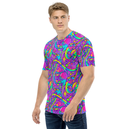 Men's Crew Neck T-Shirt - Neon Galaxy Whirl