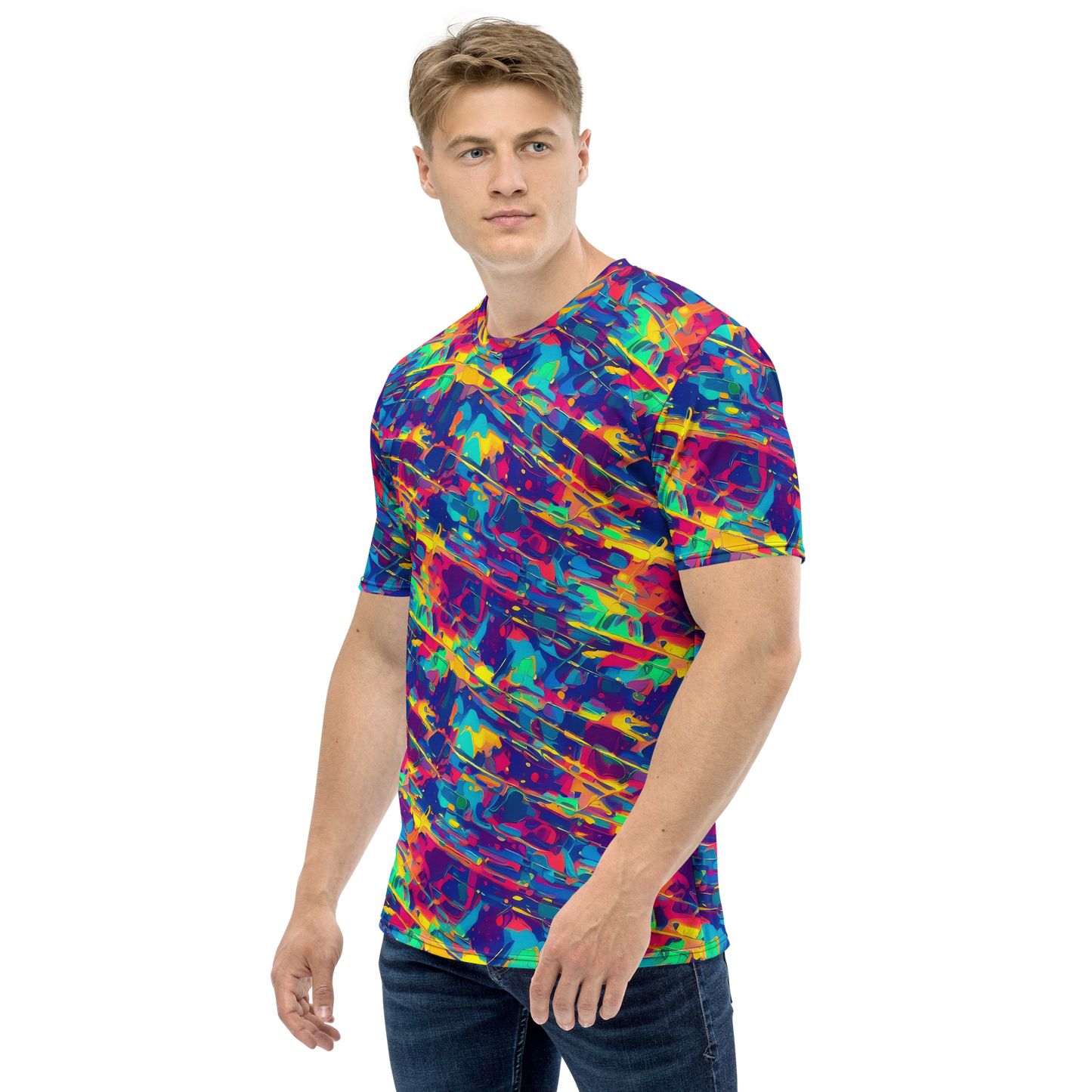 Men's Crew Neck T-Shirt - Spectrum Streaks