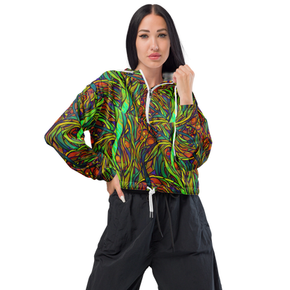 Women's Cropped Windbreaker - Cosmic Garden