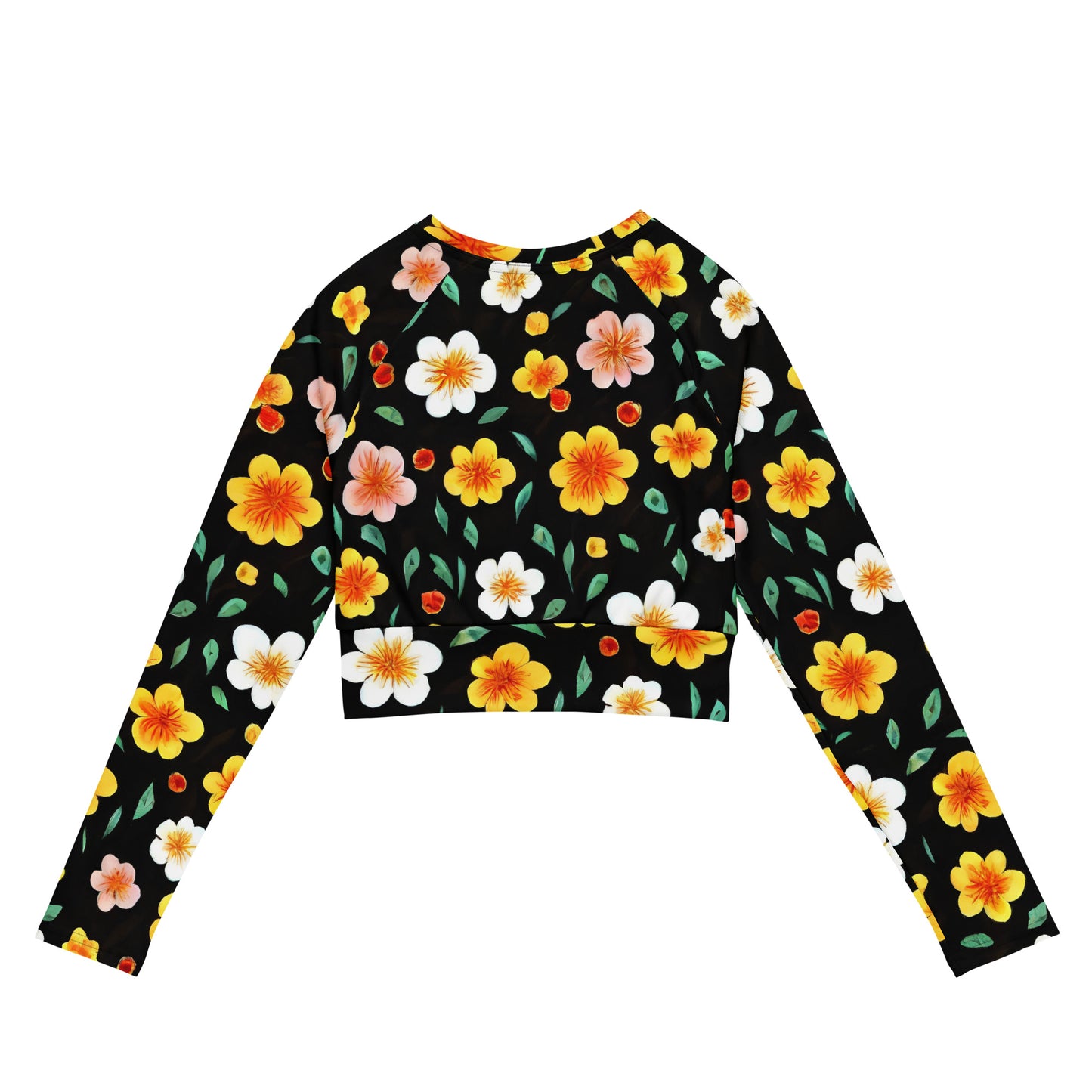 Long Sleeve Crop Top - Sunlit Blossoms