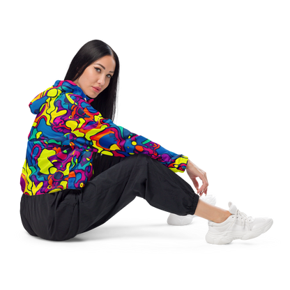 Women's Cropped Windbreaker - Colorful Chaos