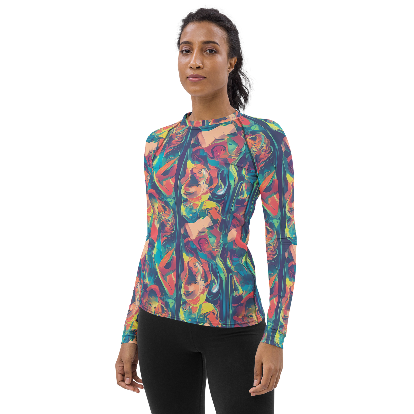 Women's Rash Guard - Neon Aurora