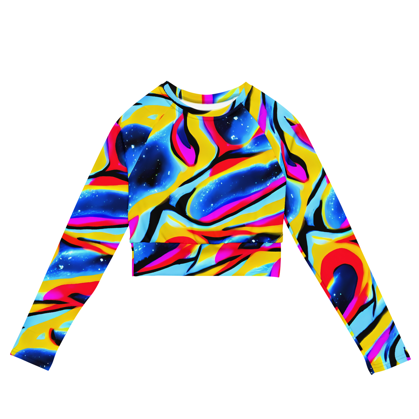 Long Sleeve Crop Top - Electric Dreamscape