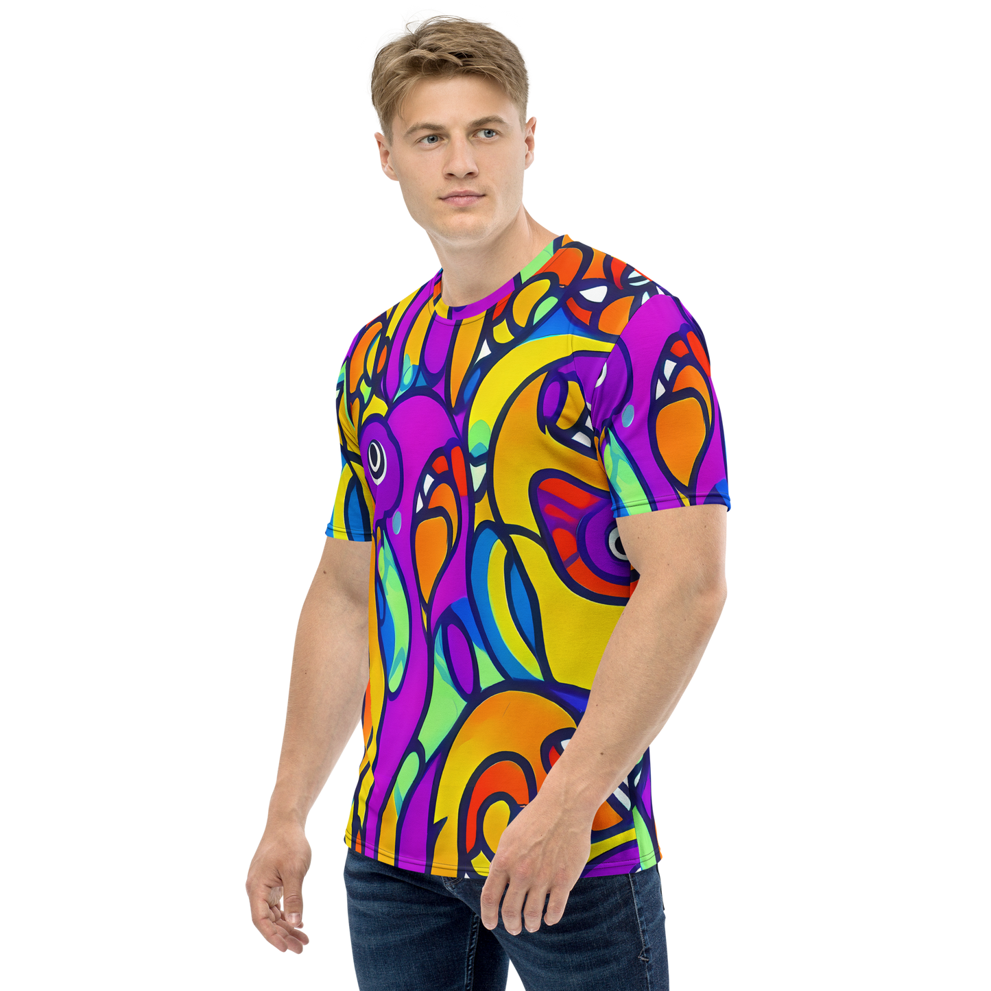 Men's Crew Neck T-Shirt - Kaleido Fish