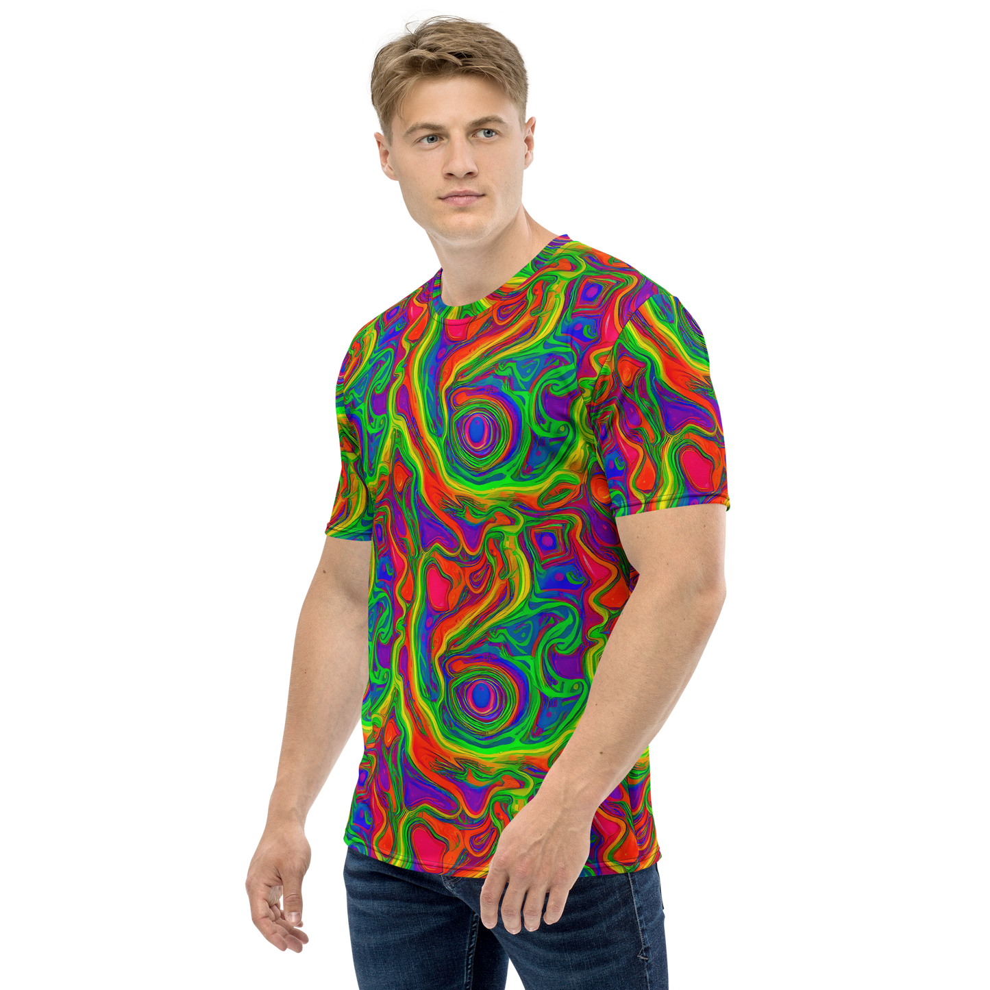 Men's Crew Neck T-Shirt - Psychedelic Waves