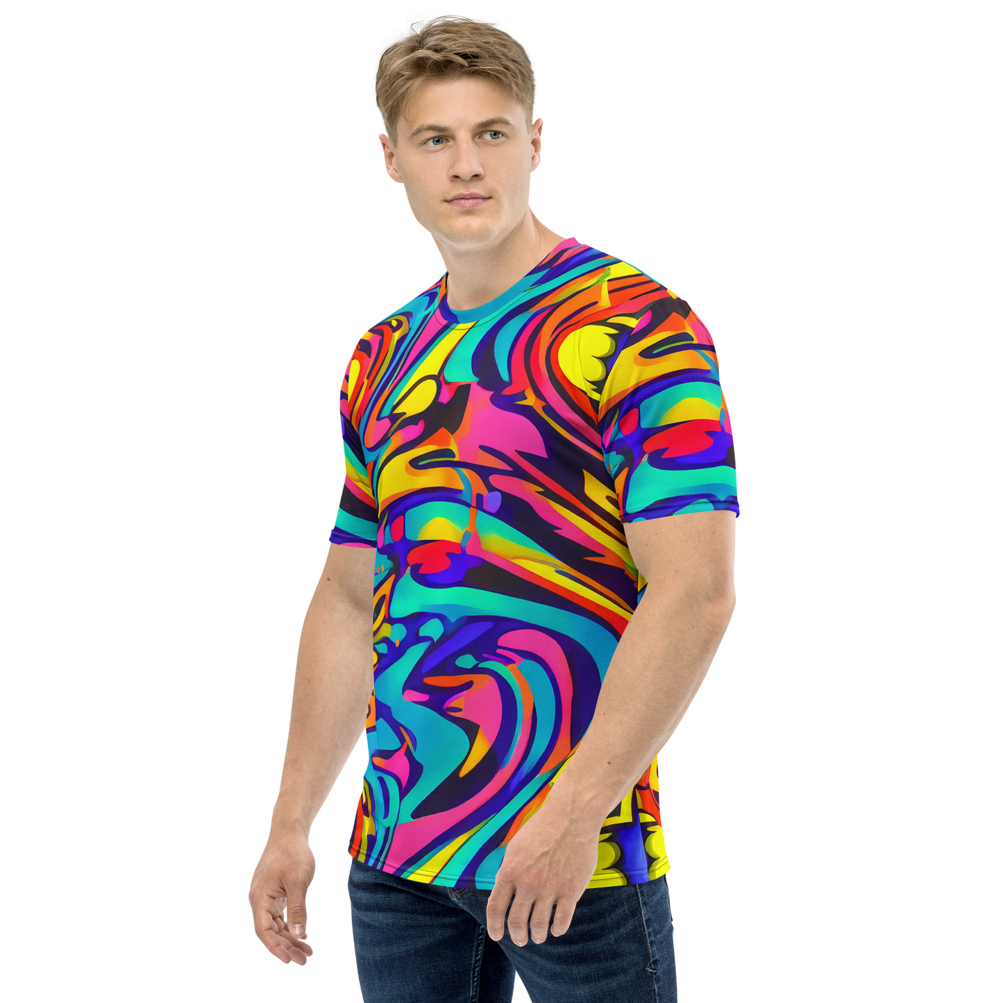 Men's Crew Neck T-Shirt - Electric Ecstasy