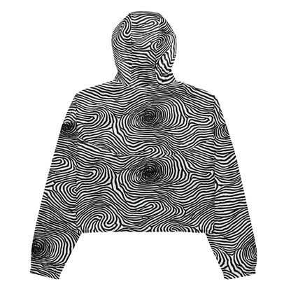 Women's Cropped Windbreaker - Black And White Rhapsody