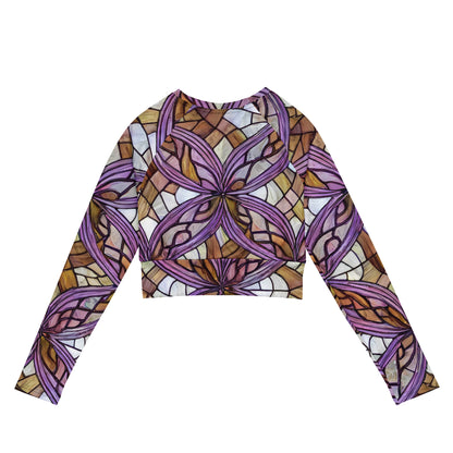 Long Sleeve Crop Top - Stained Glass Whirl
