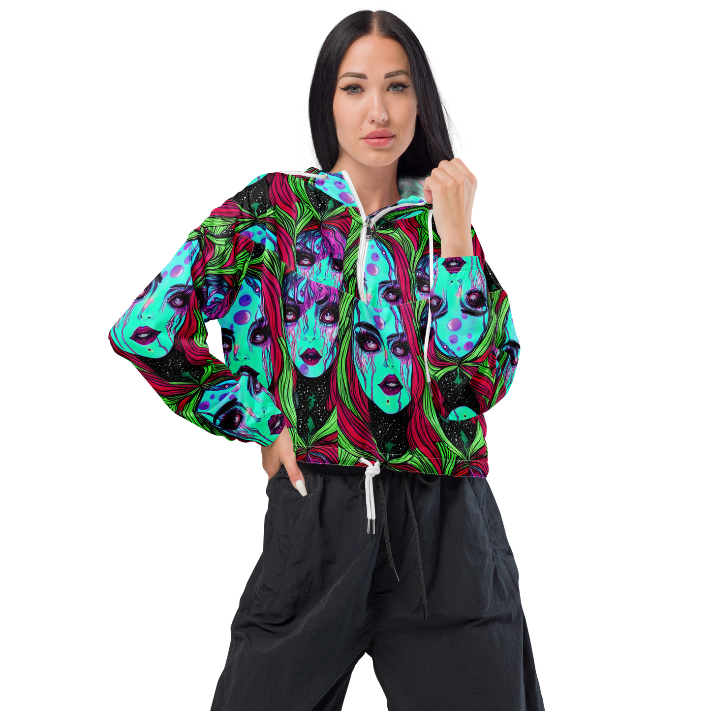 Women's Cropped Windbreaker - Luminous Nightfall