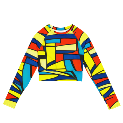 Long Sleeve Crop Top - Neon Fractals