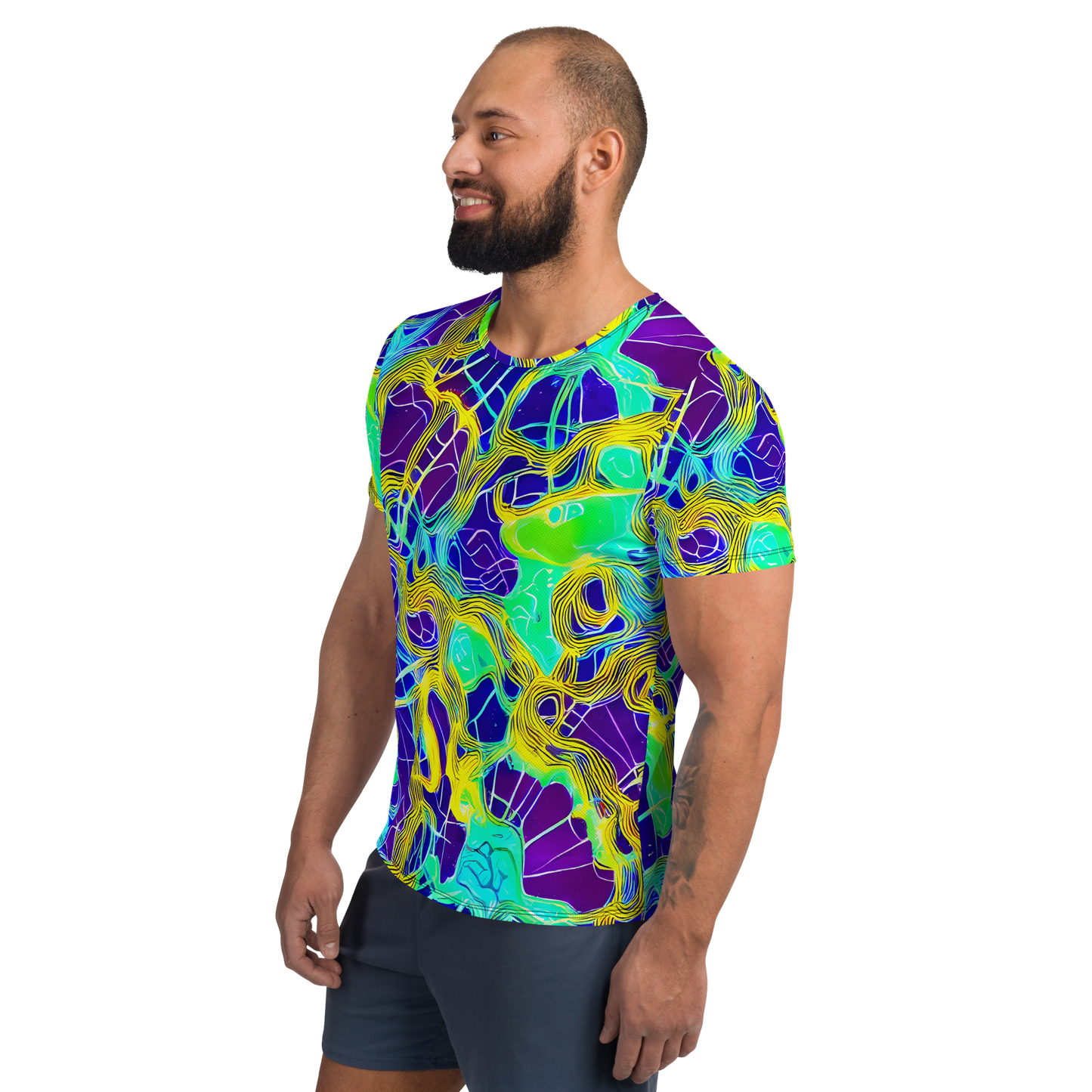 Men's Athletic T-Shirt - Neon Jungle Rhapsody