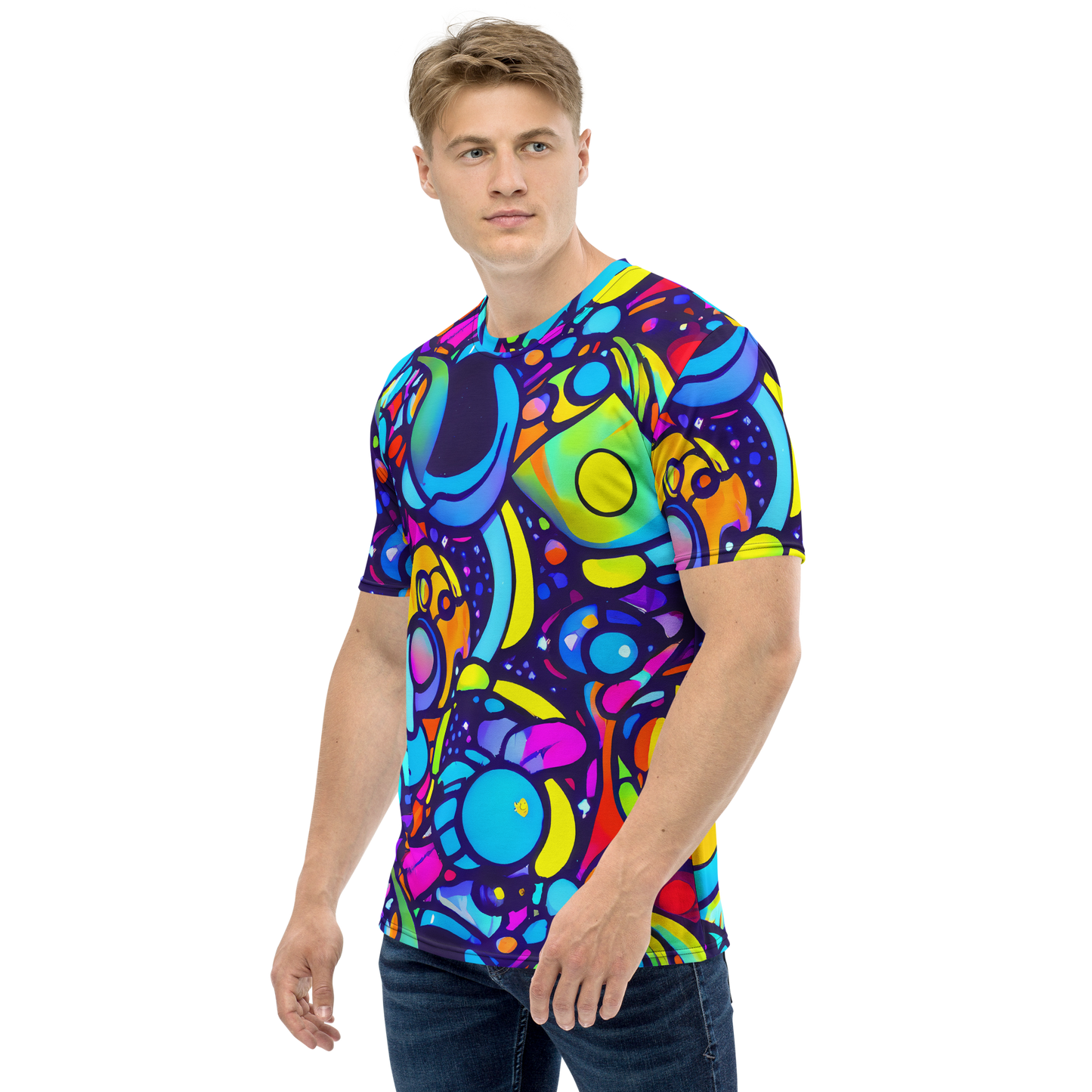 Men's Crew Neck T-Shirt - Neon Graffscape