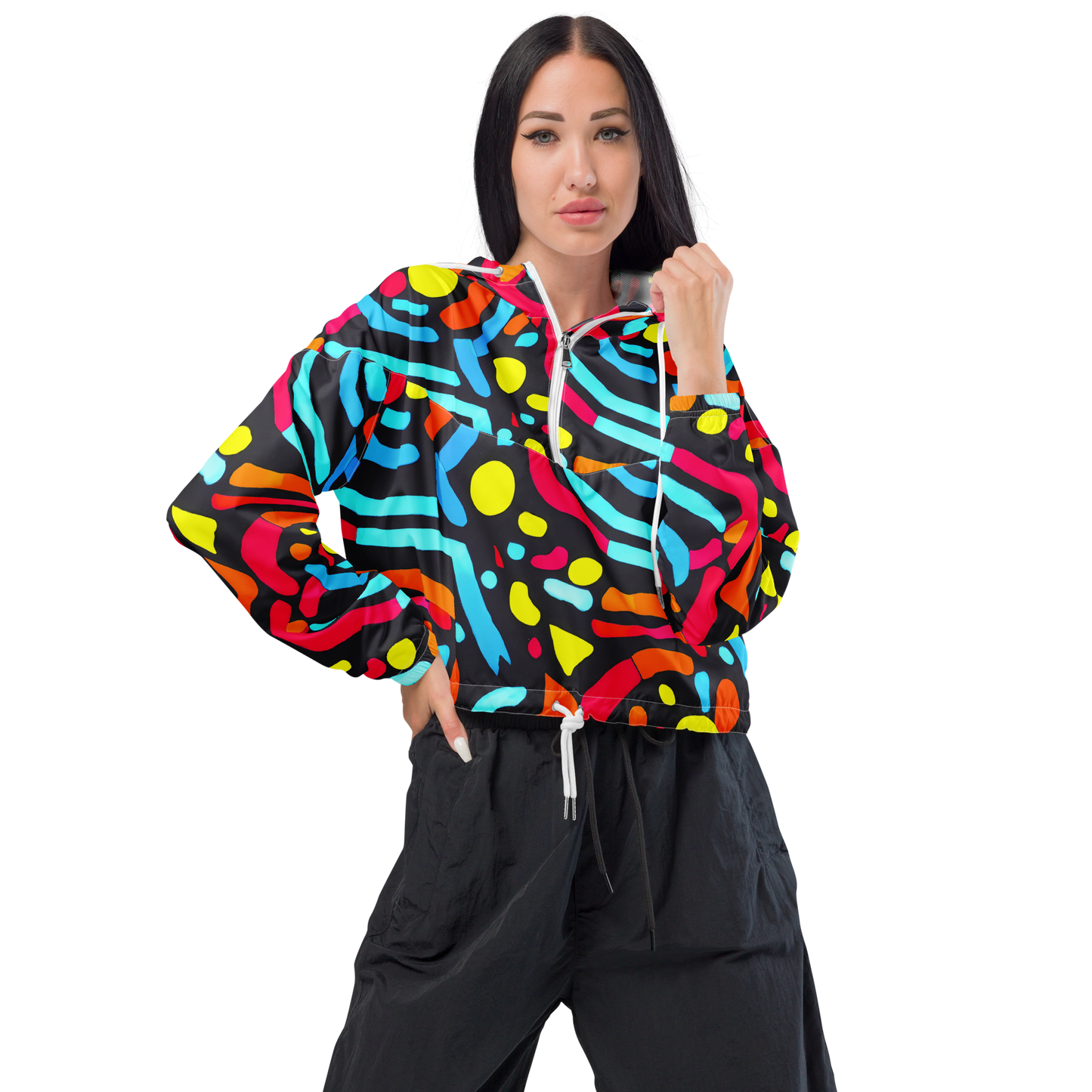 Women's Cropped Windbreaker - Midnight Stream