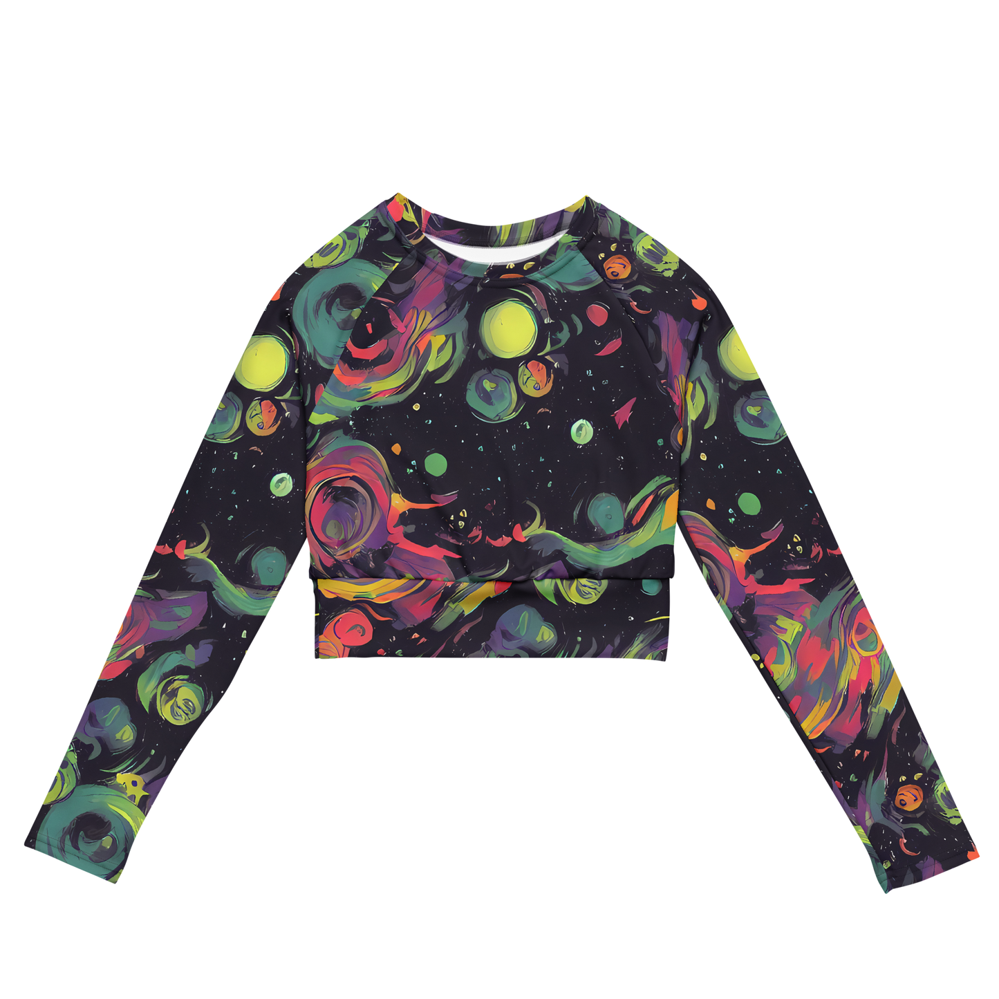 Long Sleeve Crop Top - Psychedelic Drift