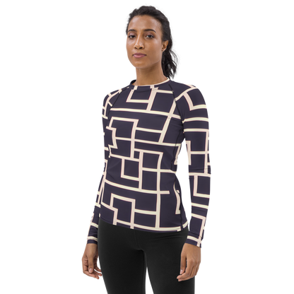 Women's Rash Guard - Gilded Gridlock