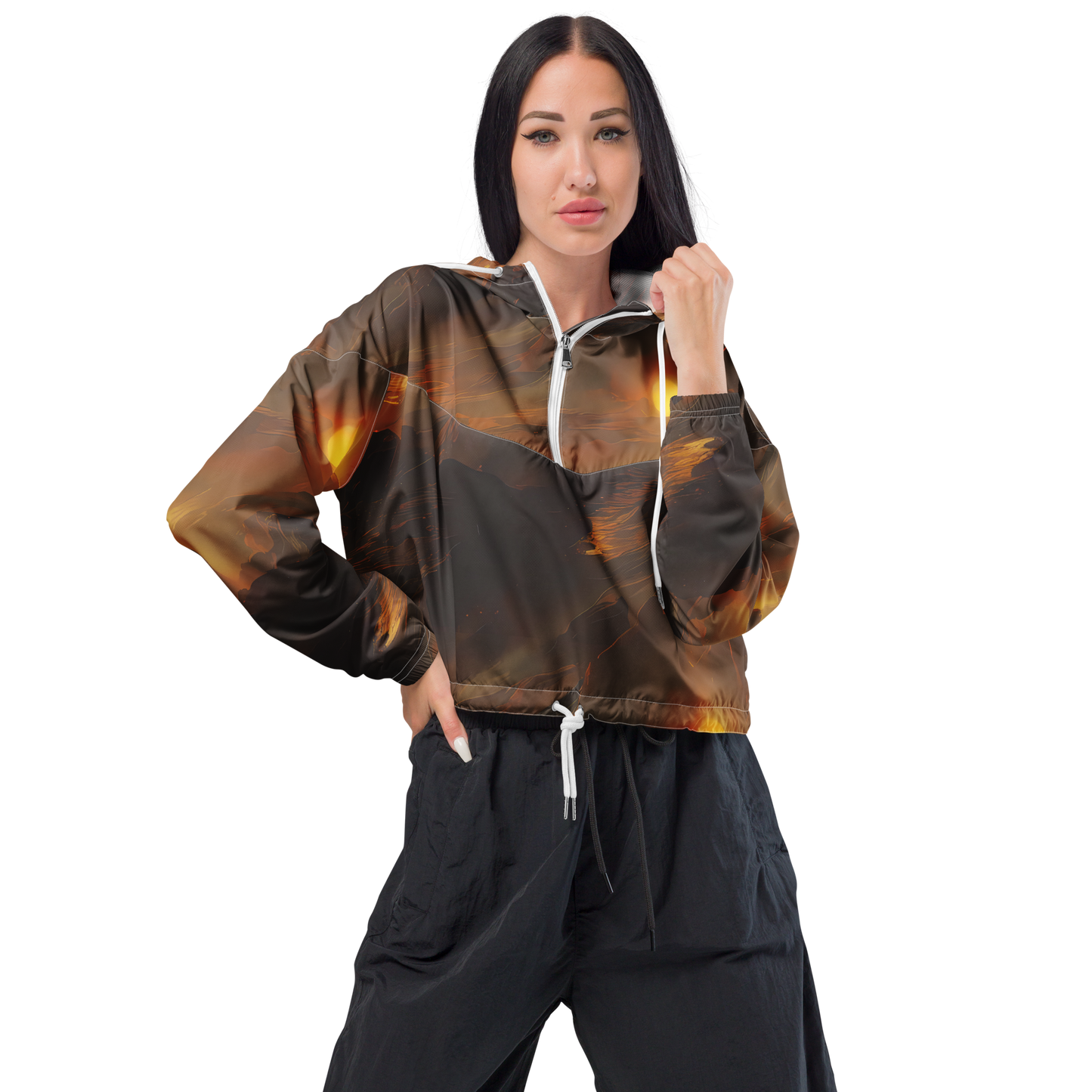 Women's Cropped Windbreaker - Sunset Shores