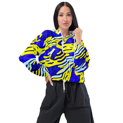 Women's Cropped Windbreaker - Electric Horizon