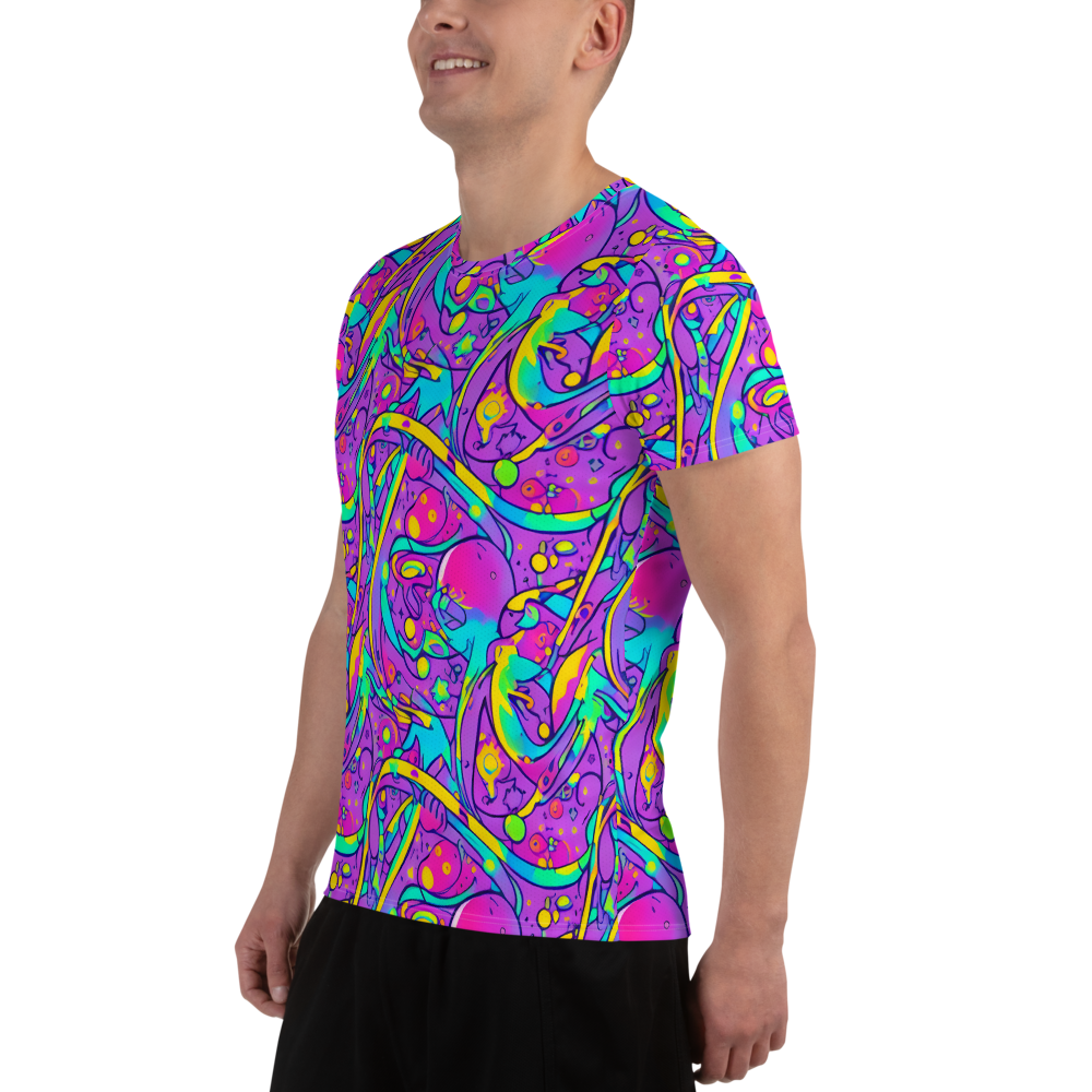 Men's Athletic T-Shirt - Neon Galaxy Whirl