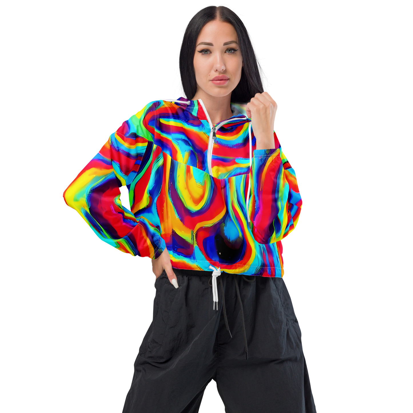 Women's Cropped Windbreaker - Stael Swirls