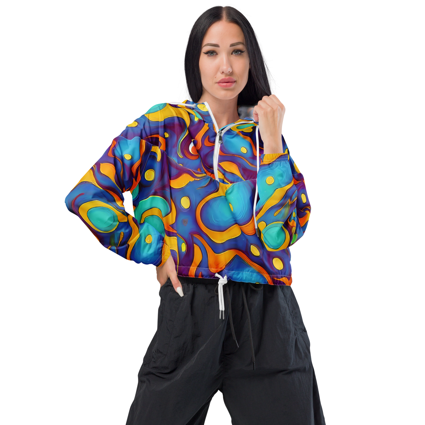 Women's Cropped Windbreaker - Pelton Swirl