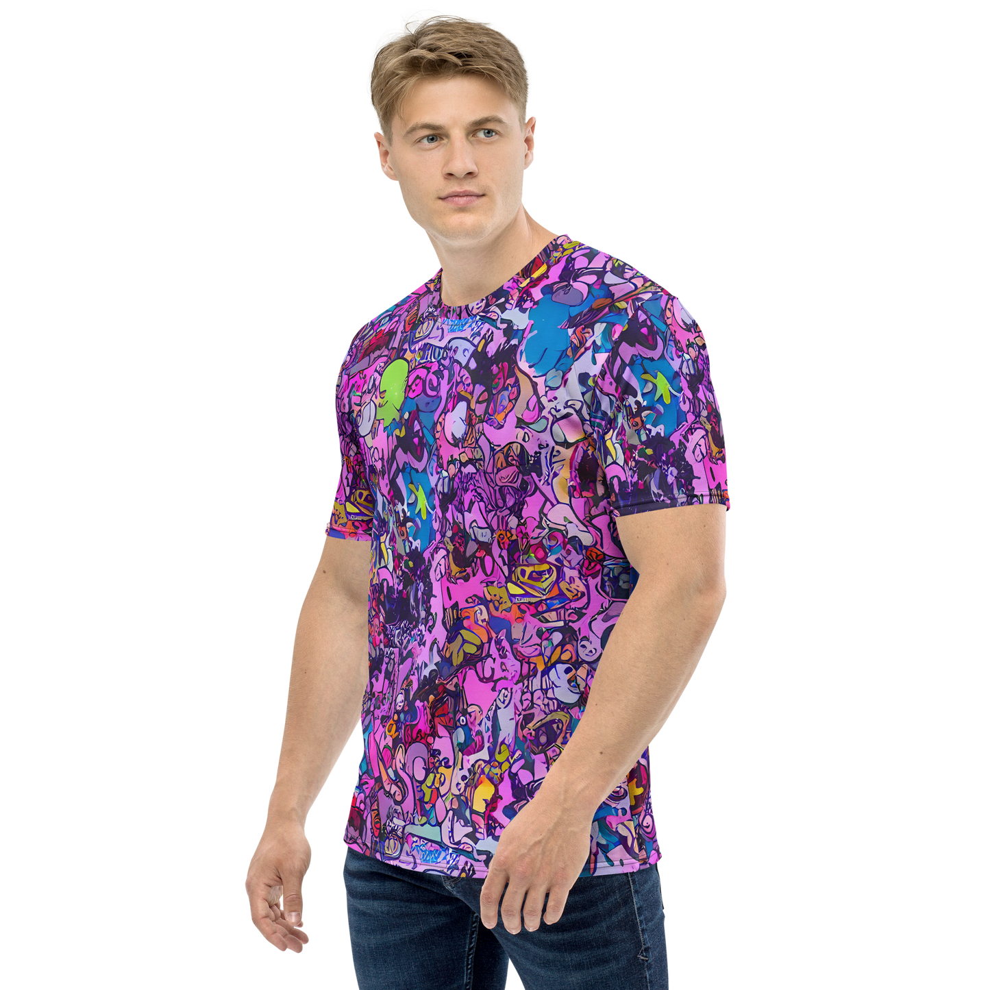 Men's Crew Neck T-Shirt - Chromatic Frenzy