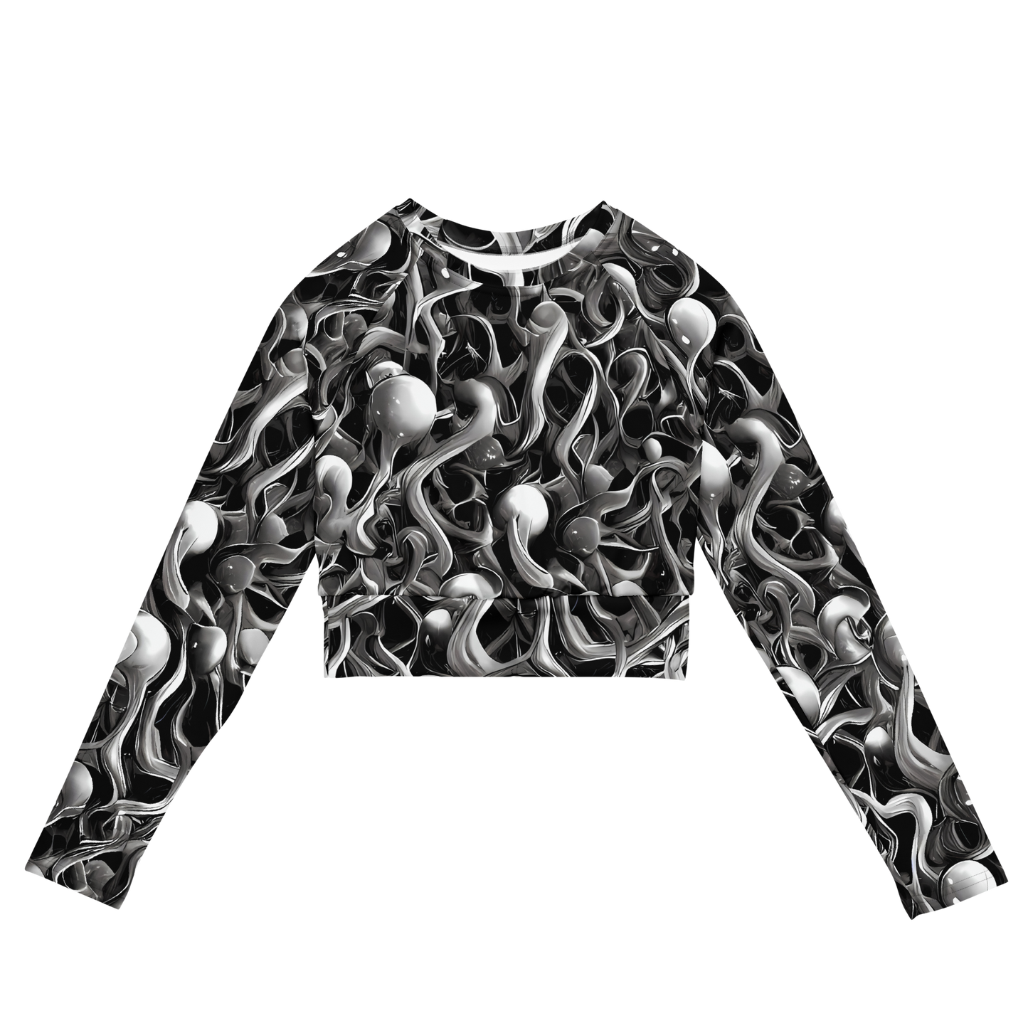 Long Sleeve Crop Top - Fluid Monochrome