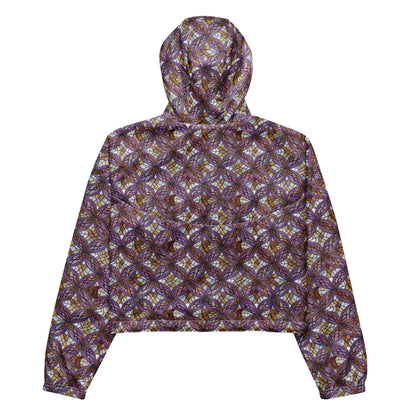 Women's Cropped Windbreaker - Stained Glass Whirl