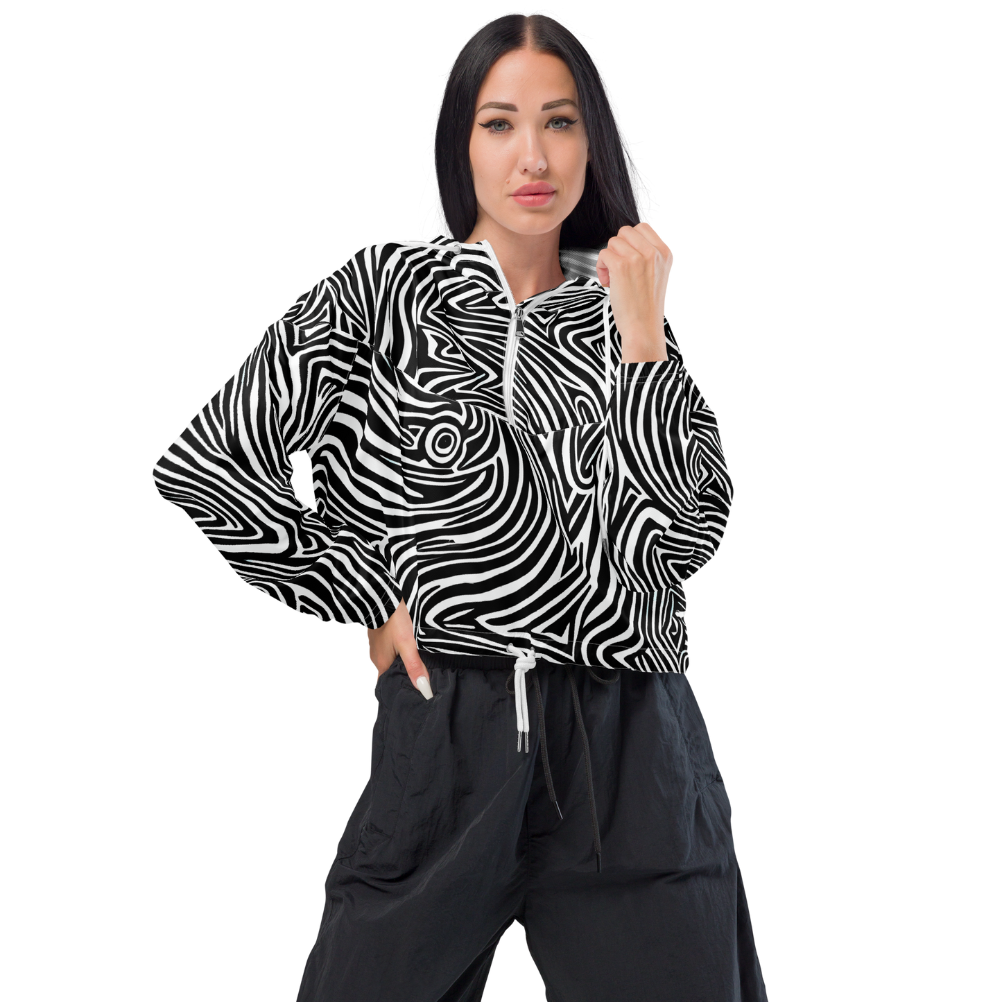 Women's Cropped Windbreaker - Vortex Veins