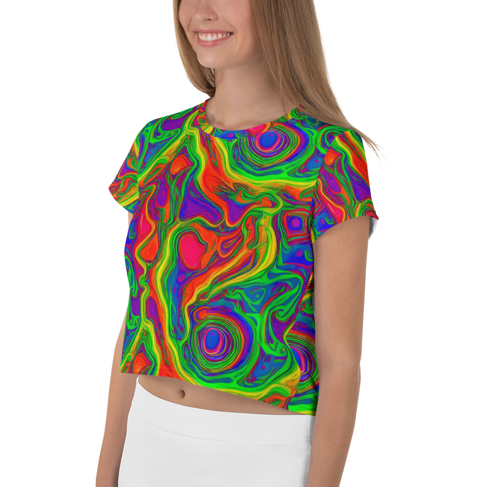 Women's Crop Tee - Psychedelic Waves