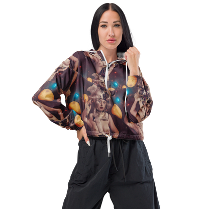 Women's Cropped Windbreaker - Nebula Siren