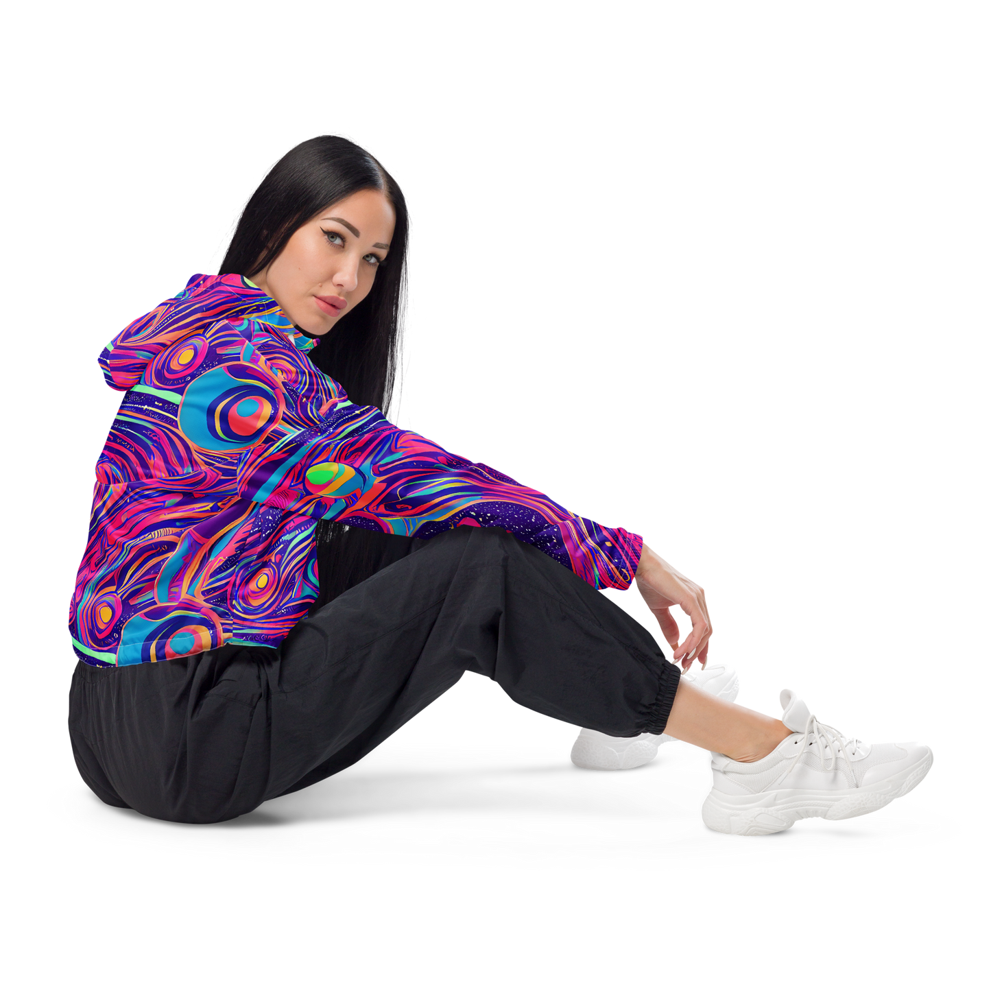 Women's Cropped Windbreaker - Nebula Noodles