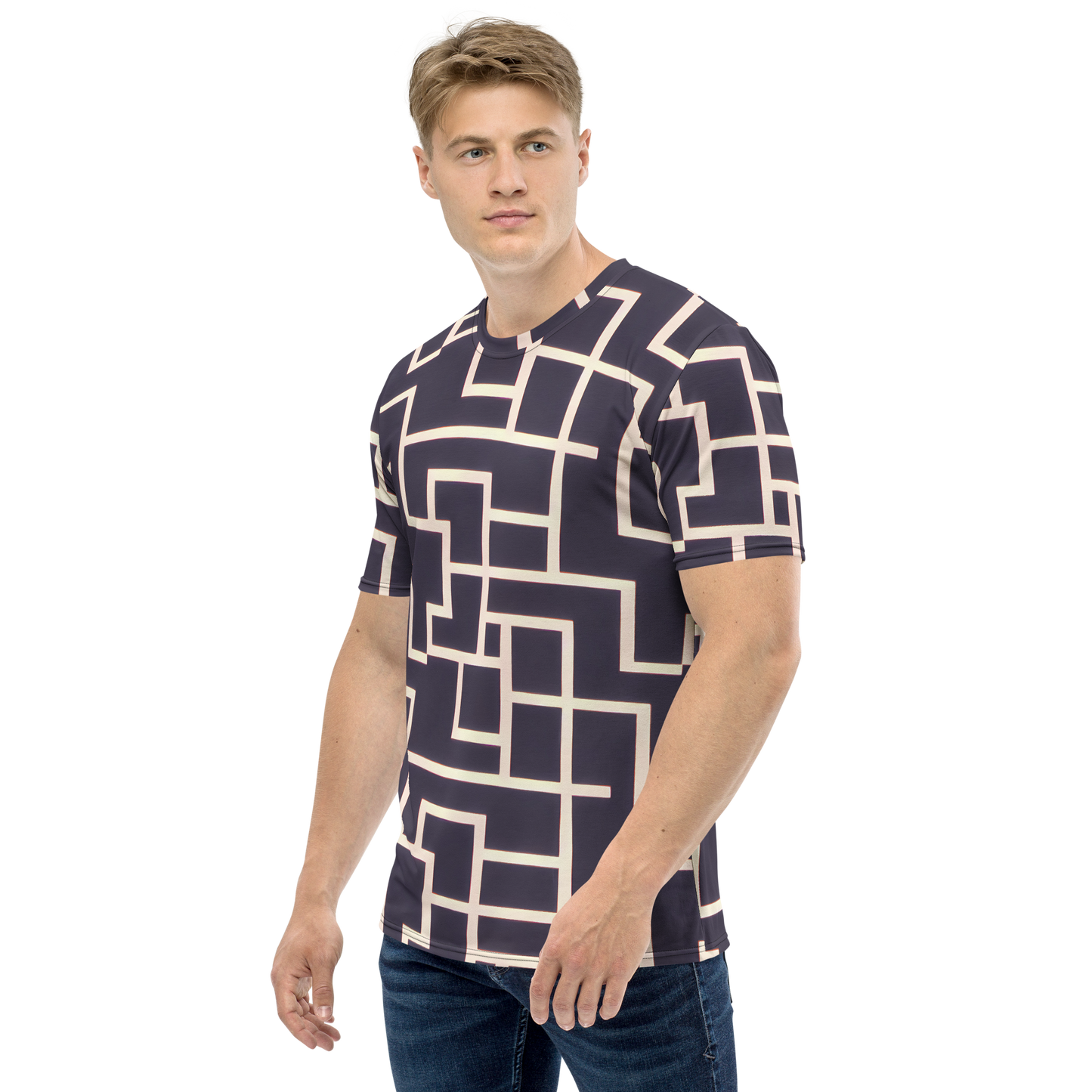 Men's Crew Neck T-Shirt - Gilded Gridlock