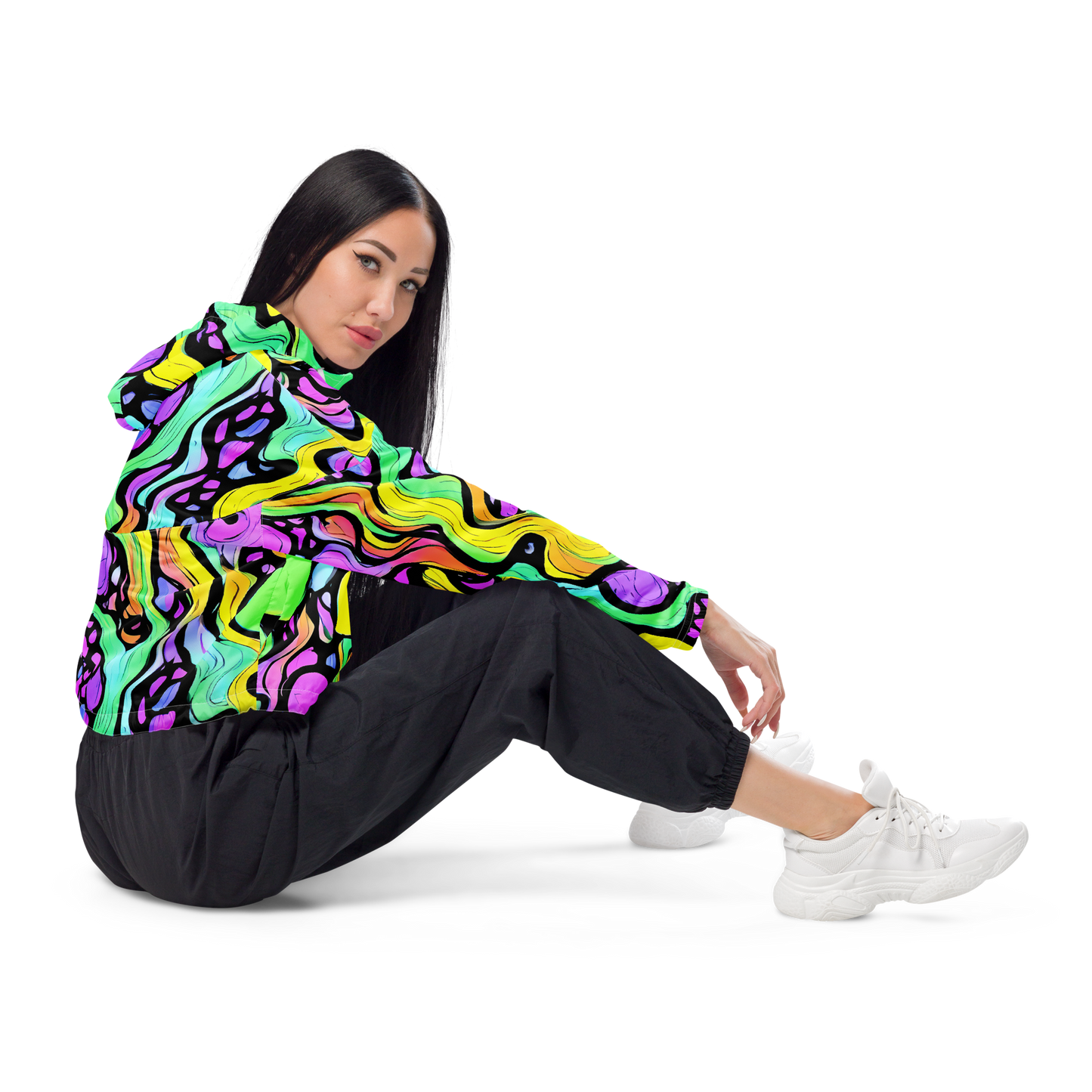 Women's Cropped Windbreaker - Sillman Swirl