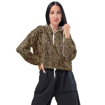 Women's Cropped Windbreaker - Cheetah Mosaic