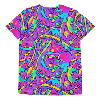 Men's Athletic T-Shirt - Neon Galaxy Whirl